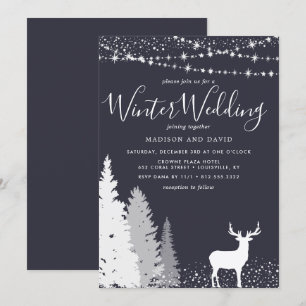 Rustic Winter Deer Woodland Wedding Invitation