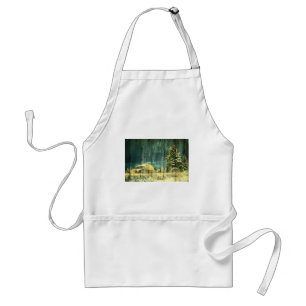 Rustic winter evergreen old barnwood cottage cabin standard apron