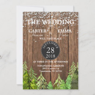 Rustic Winter Evergreen Snow Wedding Invitation