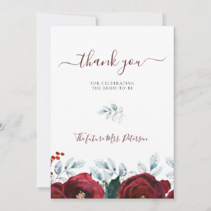 Rustic winter floral bridal shower thank you