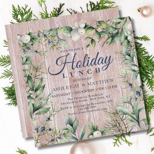 Rustic Winter Floral Christmas Holiday Lunch Invitation