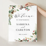 Rustic Winter Floral Wedding Welcome Sign<br><div class="desc">Create your own Wedding Sign with this "Rustic Winter Floral Holly Berries Welcome Poster" template to match your wedding colors and style. This high-quality design is easy to personalize to be uniquely yours! (1) The default size is 10 x 8 inches, you can change it to a larger size. (2)...</div>