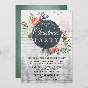 Rustic Winter Forest Lights Christmas Party Invitation