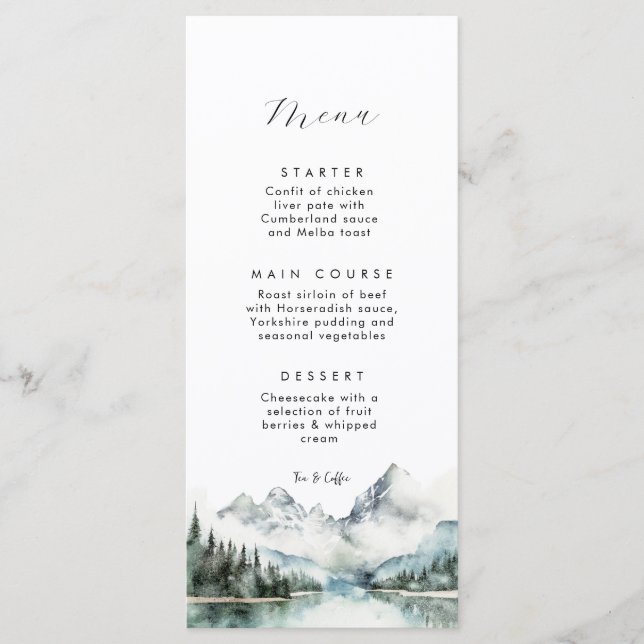 Rustic winter forest mountain Flat Menu (Front)