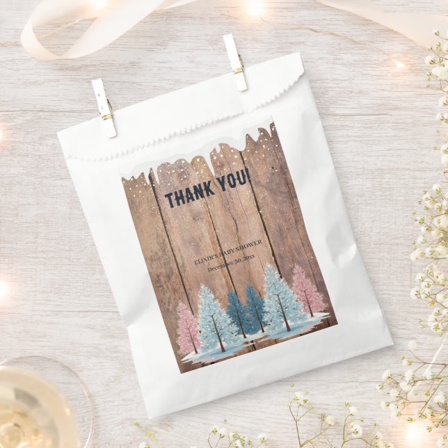 Rustic Winter Forest Pine Trees Baby Shower Favour Bags (Clipped)