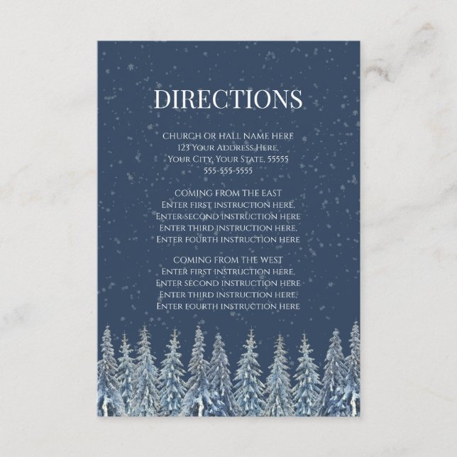 Rustic Winter Forest Wedding Direction Insert (Front)