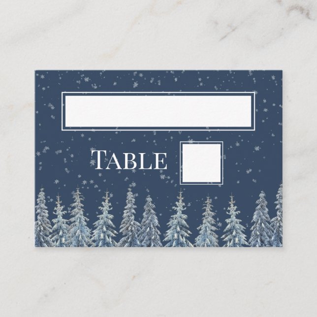 Rustic Winter Forest Wedding Place Setting Cards (Front)