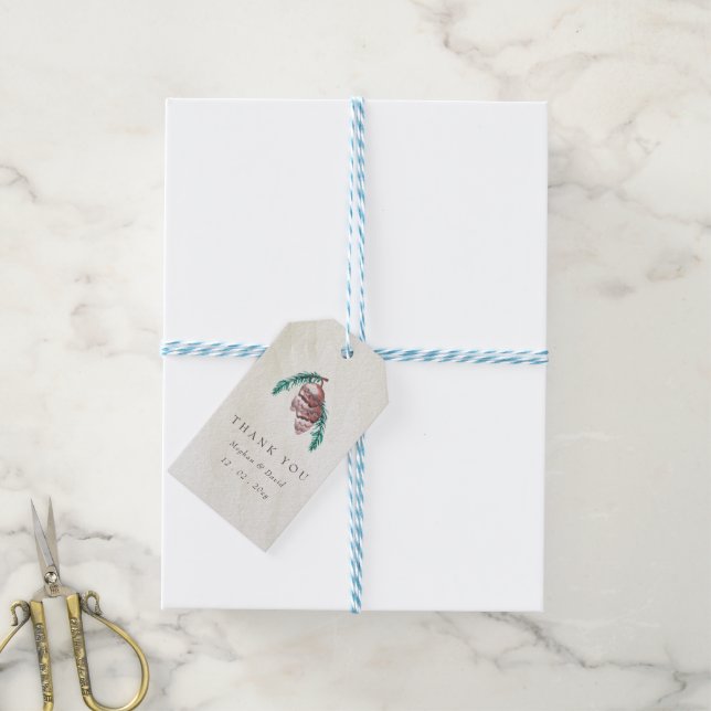  Rustic Winter Forest Woodland Pine Cone Wedding  Gift Tags (With Twine)