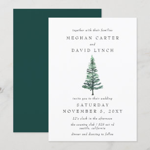 Rustic Winter Forest Woodland Pine Wedding Invitation