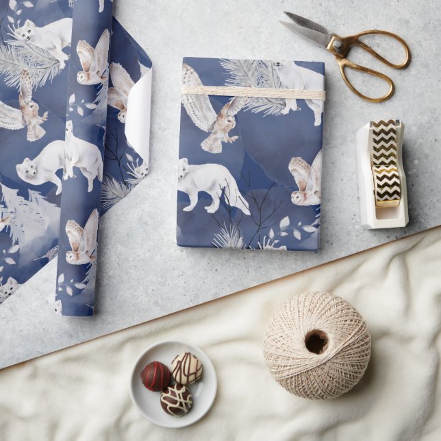  Rustic Winter Fox & Owl Christmas Gift   Wrapping Paper (Crafts)