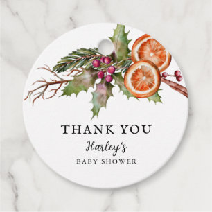 Rustic Winter Gender Neutral Baby Shower Favour Tags