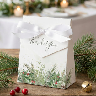 Rustic Winter Greenery Berries Pine Cone Wedding Favour Box