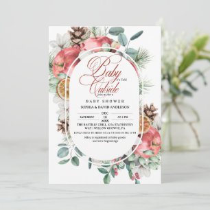 Rustic Winter Greenery Cold Outside Baby Shower Invitation