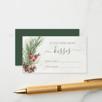 Rustic Winter Greenery Guess How Many Kisses Game