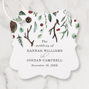 Rustic Winter Greenery Red Christmas Berries Favour Tags