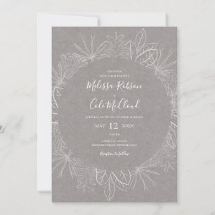 Rustic Winter   Grey All In One Wedding Invitation