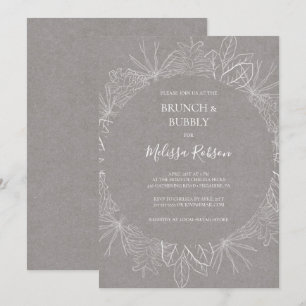 Rustic Winter Grey Brunch and Bubbly Shower Invitation