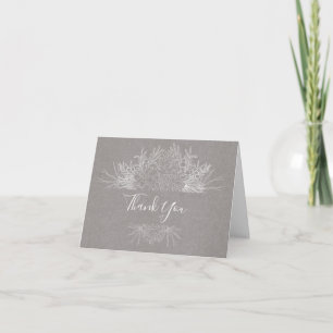 Rustic Winter   Grey Folded Thank You Card