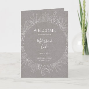 Rustic Winter Grey Folded Wedding Program Programme