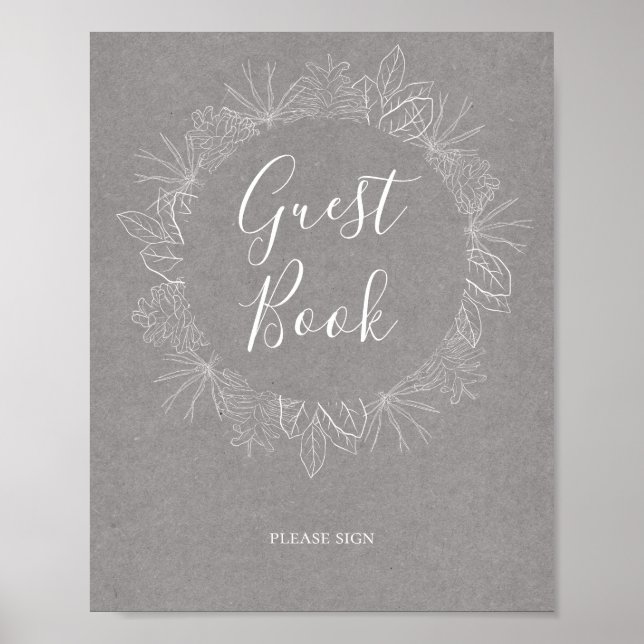 Rustic Winter | Grey Guest Book Sign (Front)
