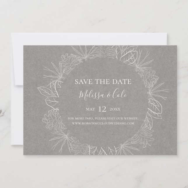 Rustic Winter | Grey Horizontal Save the Date (Front)