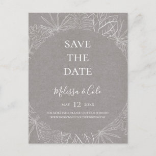 Rustic Winter Grey Save The Date Postcard