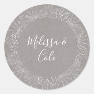 Rustic Winter Grey Wedding Envelope Seals