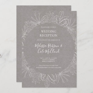Rustic Winter Grey Wedding Reception Invitation