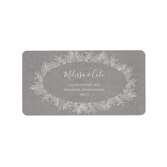 Rustic Winter | Grey Wedding RSVP Address Labels (Front)