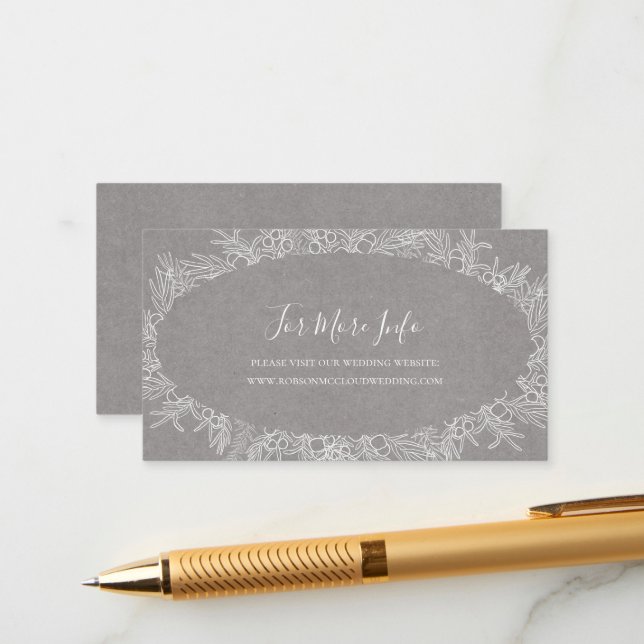 Rustic Winter | Grey Wedding Website Enclosure Card (Front/Back In Situ)