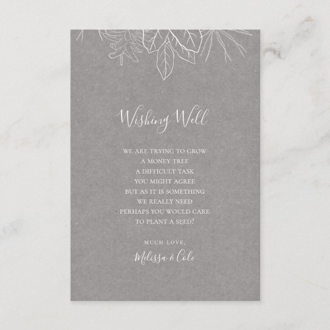 Rustic Winter | Grey Wedding Wishing Well Card (Front)