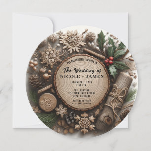 Rustic Winter Holiday Country Christmas Wedding Invitation