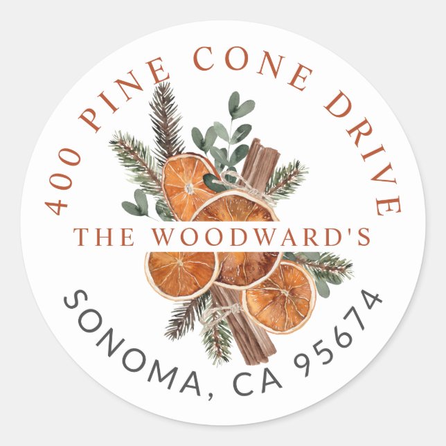 Rustic Winter Holiday Party  Classic Round Sticker (Front)