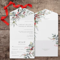 Rustic Winter Holly Berries & Snow Dinner