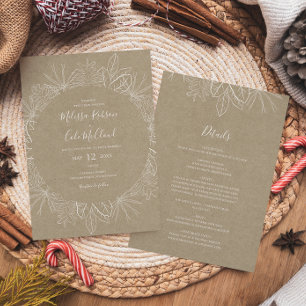 Rustic Winter   Kraft All In One Wedding Invitation