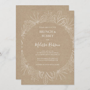 Rustic Winter Kraft Brunch and Bubbly Shower Invitation