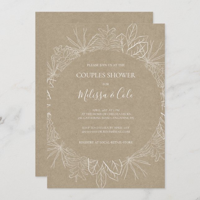 Rustic Winter | Kraft Couples Shower Invitation (Front/Back)