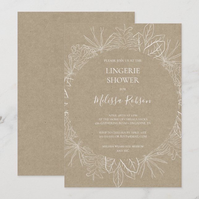 Rustic Winter | Kraft Lingerie Shower Invitation (Front/Back)