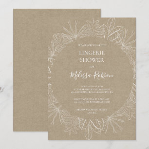 Rustic Winter   Kraft Lingerie Shower Invitation