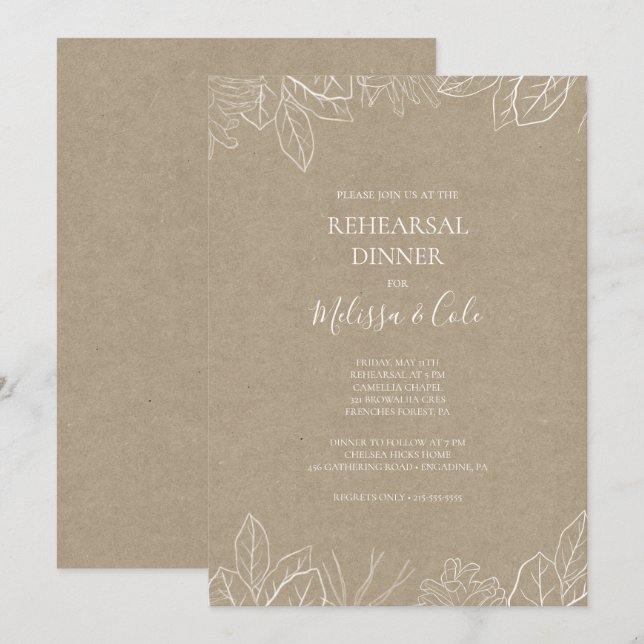 Rustic Winter | Kraft Rehearsal Dinner Invitation (Front/Back)