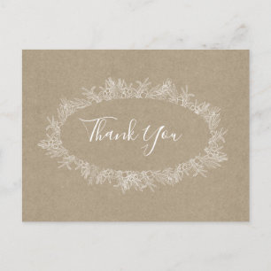 Rustic Winter   Kraft Thank You Postcard