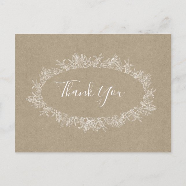 Rustic Winter | Kraft Thank You Postcard (Front)