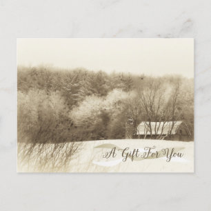 Rustic Winter Landscape Holiday Gift Certificate Postcard