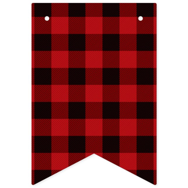 rustic winter lumberjack red buffalo plaid party bunting  (First Flag)
