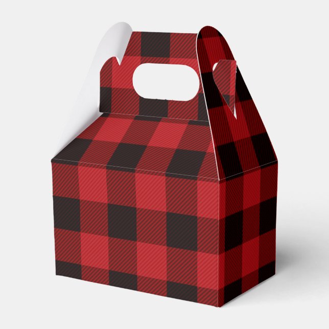 rustic winter lumberjack red buffalo plaid party favour box (Front Side)