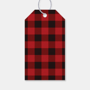 rustic winter lumberjack red buffalo plaid party gift tags