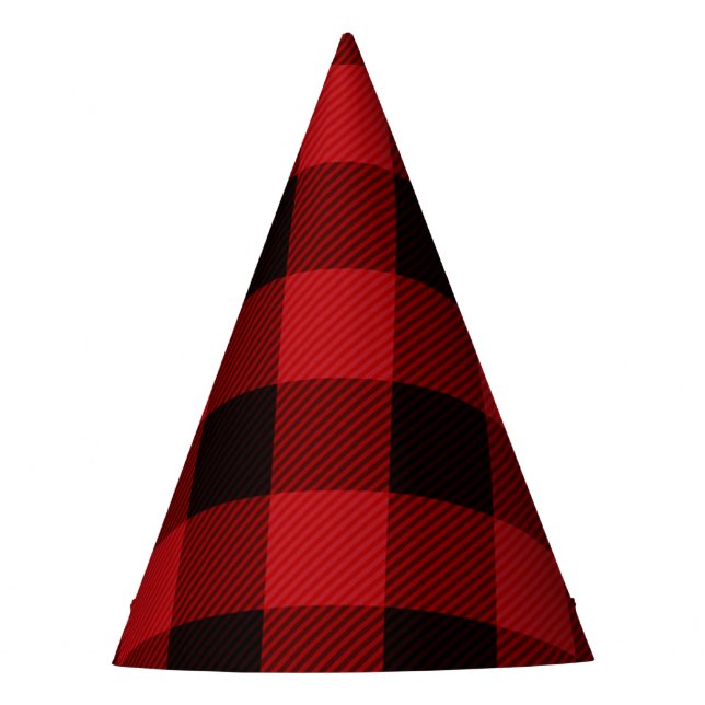 rustic winter lumberjack red buffalo plaid party hat (Front)