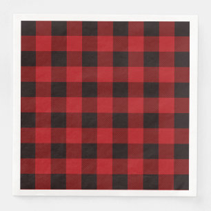 rustic winter lumberjack red buffalo plaid party napkin