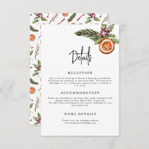 Rustic Winter Minimalist Wedding Details Enclosure Card