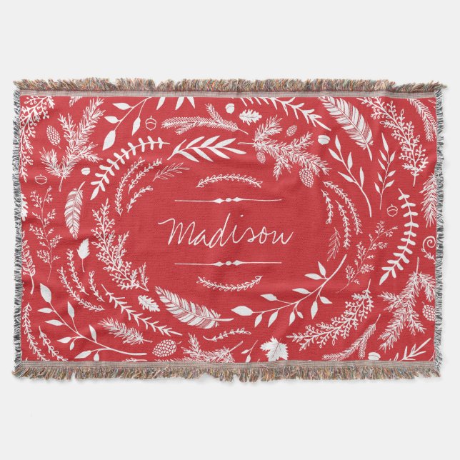 Rustic Winter Monogram Throw Blanket (Front)